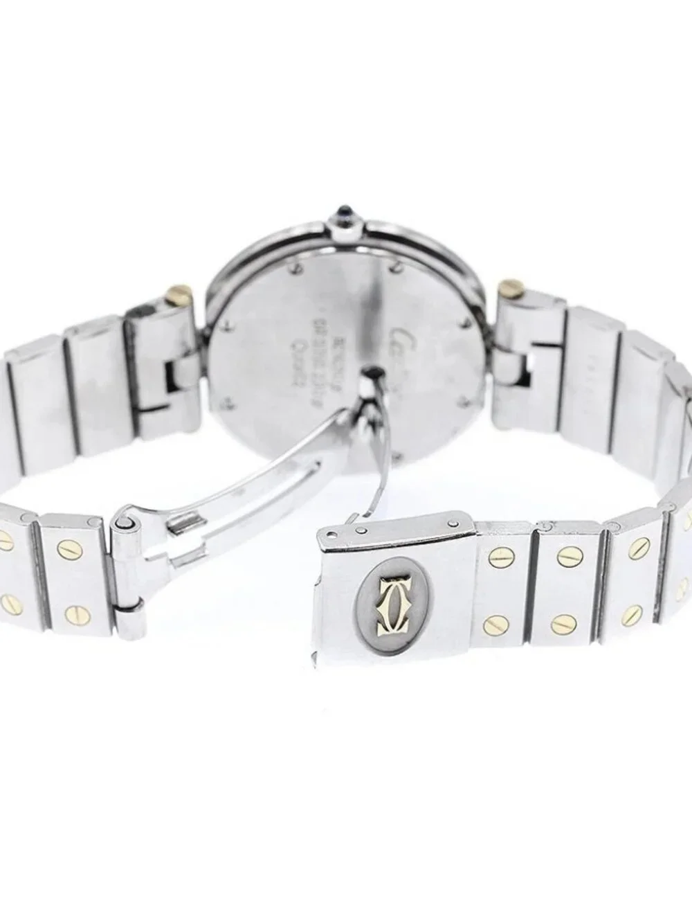 CARTIER Santos Round LM YG Bezel White Dial Quartz Men's Watch_965877